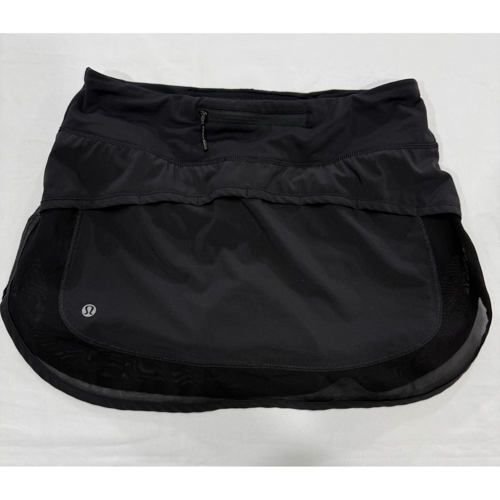 Lululemon Hotty Hot Skirt Black Mesh Running Tennis Skort Size 4